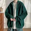 Jaqueta de tricô com capuz e zíper duplo de alta qualidade para outono e inverno, 800g, cardigã suéter plus size, disponível em preto e cinza