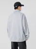 Conjunto de Sudadera con Cuello Camisero y Media Cremallera para Hombre, Ropa Deportiva Casual Holgada, Estilo Primavera y Otoño, Top y Pantalones de Manga Larga Grises y Negros