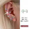 Arete de Hélice de Acero de Titanio Versátil y Dulce para Mujer, Arete de Hélice de Doble Punta Roscada, Arete de Hélice de Estrella de Cuatro Puntas de Circonita de Alta Gama