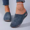 Mules de suela gruesa para mujer transfronterizos 2026 comercio exterior otoño nuevo talla grande punta redonda felpa cuña zapatillas chanclas al por mayor