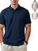 Camisa de Lapela de Manga Curta de Algodão e Linho para Comércio Exterior Transfronteiriço Camisa Casual Solta de Algodão e Linho Masculina Camiseta Respirável Camisa Polo