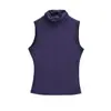 Colete Curto Sexy de Gola Alta sem Costas para Garota Estilosa 2026 Primavera/Verão Novo Estiloso Versátil Slim-Fit Cor Sólida Camisa Base para Mulheres