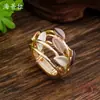 Anillo elástico geométrico hueco de esmalte con diseño de pétalo, muy vendido y de moda transfronteriza para mujer, anillo floral versátil simple y de alta gama