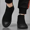 Botines Chelsea para Hombre, Botas Cortas, Zapatos de Caña Alta, Mocasines sin Cordones, Botas Martin de Moda para Hombre, Zapatos de Algodón Cálidos de Invierno para Hombre, Forrados de Felpa