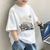 Camiseta elegante de manga corta para niños, nueva de verano, moda coreana, para niños, algodón puro, manga media, top versátil para niños mayores