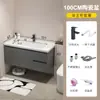 Juego de gabinete de baño de aleación de aluminio tipo panal, que incluye lavabo cerámico, lavamanos y mueble tocador con espejo