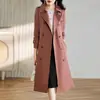 Gabardina de longitud media para mujer, nuevo estilo otoño 2026, estilo británico, elegante abrigo largo de doble botonadura