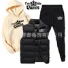 Conjunto Esportivo de Veludo Estampado Outono e Inverno Transfronteiriço Moda Americana Casual Colete Moletom de Algodão e Calça de Moletom Conjunto de Três Peças