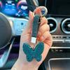 Llavero de mariposa de arcilla con diamantes completos, anillo de diamantes, llavero para llave de coche, colgante para bolso de moda para mujer, simple