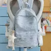 Mochila minimalista e de estilo suave, com textura branca leitosa, mochila diária refrescante estilo coreano para meninas do ensino fundamental e médio, para a escola e passeios.