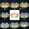 Concurso de Belleza Nupcial Europeo y Americano Corona Grande Tiara Reina Aleación Pedrería Corona Barroca Corona de Rey para Hombres Británicos