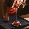 Quemador de Incienso Creativo de Caqui con Estilo Chino Inspirado en el Zen, Soporte de Incienso Morado de Arcilla con Forma de Caqui, Soporte para Palillos de Incienso, Base de Incienso, Adorno de Incienso, Bandeja de Incienso