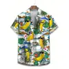 Camisa de manga corta estampada para hombre de verano transfronteriza, ropa casual versátil hawaiana para vacaciones
