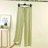 Calça feminina de verão, novo estilo, com cadarço, cintura alta, perna larga, leve, versátil, modeladora, longa, feita de tecido modal, solta e simples, calça casual