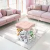 Banquito de almacenamiento para niños, caja de almacenamiento de peluches, cubo de almacenamiento, banquito de almacenamiento mágico transparente que se puede usar como asiento
