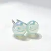Pendientes de Titanio F136 Aleación Aurora Perla Sirena con Cuentas Redondas Planas, Elegantes de Estilo Francés Versátiles Joyería de Lujo Ligero