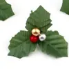 Suministro directo transfronterizo ramo de decoración esquejes de Navidad ramas de hoja triangular de fruto rojo hoja de Harry DIY mini decoraciones de Navidad