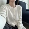 Suéter Cardigan de Punto Suave y Cálido para Mujer, Estilo Nuevo Otoño/Invierno 2026, 100% Lana Cepillada, Cuello Redondo, Ropa de Abrigo
