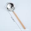 Alça de madeira colher de panela quente 304 colher de aço inoxidável alça anti-escaldamento colander criativo japonês mini sopa shell colher pública