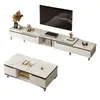 Mueble de TV moderno y sencillo para salas de estar pequeñas, mueble de TV para uso doméstico con panel de roca, mueble de pie, combinación de mesa de centro y mueble de TV