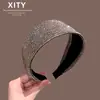 Faixa de cabelo larga com borda cheia de diamantes, temperamento coreano, feminina, alta costura, moda, prendedor de cabelo, novo, luxo leve, celebridade da internet, para lavar o rosto