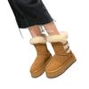 Botas de Neve com Fivela de Chifre e Solado Grosso para Mulheres 2024 Inverno Novo Pelo Integrado Antiderrapante Forradas com Fleece Acolchoado Sapatos de Algodão do Nordeste
