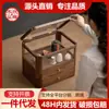 Mesa de Centro de Madeira de Nogueira Preta Caixa de Armazenamento para Mesa de Trabalho Porta-Conjunto de Chá Prateleira de Armazenamento Armário de Cinco Lados Armário de Armazenamento Estética da Dinastia Song Tapete de Chá