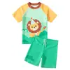 Nuevo traje de baño infantil para niños de Yuke, conjunto deportivo de dos piezas para niños de mediana edad, traje de baño de verano de alta gama con estampado de dibujos animados