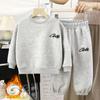 Conjuntos de Moletom para Crianças Primavera e Outono para Crianças Maiores, Conjuntos Esportivos Elegantes de Duas Peças para Meninos e Meninas, Roupas Infantis Estilo Coreano de Veludo para o Inverno