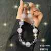 Cadena para Colgar Teléfono Móvil de Cristal con Abalorios Redondos y Racimo de Flores, Correa de Muñeca, Colgante de Gota de Agua, Llavero, Venta al por Mayor