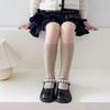 Calcetines para niños, primavera y otoño, para niñas, hasta la pantorrilla, estilo retro de Corea del Sur, rayas verticales, color liso, para otoño, calcetines largos de princesa para niñas, venta al por mayor de fábrica