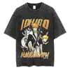 Camiseta Lavada de Anime Bleach Streetwear Harajuku Gráfico Vintage