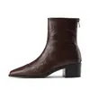 Botas de Cowboy Apontadas da Moda Outono/Inverno 5083-3, Design Versátil para Uso ao Ar Livre, Botas Martin Estreitas de Couro Macio com Corte em V e Solas Grossas
