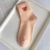 Calcetines Zhuji para Mujer, Calcetines de Media Caña Otoño e Invierno, Anti-Olor, Absorbentes de Sudor, Transpirables, Calcetines de Algodón para Mujer, Calcetines de Algodón Bordados con Dibujos Animados de Colores Dulces