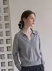 Atuendo Estilo Old Money: Suéter de Punto Otoñal para Mujer con Cuello Polo, Top Casual y Juvenil de Manga Larga con Cuello en V