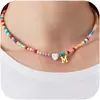 Collar de 26 Letras Estilo Transfronterizo, Hermoso Gargantilla de Cuentas de Colores, Joyería de Collar Moderna y Única Regalo para Mujeres