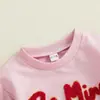 Macacão Bebê Estilo Coreano Doce Fofo Bordado de Letras Laço Manga Longa Macacão Fashion