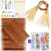 Venta al por mayor del fabricante Juego de agujas largas de madera de bambú carbonizado de 35 cm Accesorios para agujas circulares de bambú Combinación Aguja de tejer para bufanda