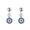 Pendientes de Zirconia Ojo Turco Azul Pendientes Ojo del Diablo Pendientes Redondos Geométricos con Perlas Diamante Azul Estilo Nicho