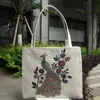 Bolso de Lona Bordado Doble Cara de Seda Dorada Bolso de Mano con Doble Cremallera Nueva Moda Exquisito Jacquard Bolso de Gran Capacidad Bolso de Estilo Étnico