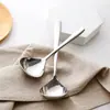 Colher de Sopa Doméstica Simples e Elegante, Colher de Jantar com Cabo Longo Espessado, Alto Valor Estético, Colher Estilo Ocidental, Anti-Escaldante