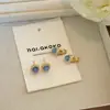 Pendientes de Plata de Ley S925 con Perla y Piedra Ojo de Gato Lujo Accesible Simples de Gama Alta Azules Exquisitos Pendientes de Clip Pequeños para Mujer