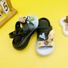 Moda Explosões Desenhos Animados Pequena Bola de Carvão Pai-filho Chinelos Novo All-match Flat Antiderrapante Sola Macia Sandálias para Meninos e Meninas