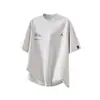 Camiseta de Manga Corta con Estampado de Letras Pesadas para Hombre, Nuevo Estilo Verano 2026, Top Casual Holgado de Cuello Redondo de Media Manga, Blanco y Gris