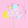 Decoración de Pastel Horneado Globo Arcoíris Vela Sol Estrella Tarjeta de Pastel Feliz Cumpleaños