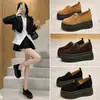 Zapatos de plataforma para mujer de 6 cm de grosor, mocasines retro para aumentar la altura, zapatos de verano sin cordones para mujeres petite, modelo nuevo