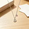 Collar Colgante de Gato con Circonita de Lujo Ligero y de Gama Alta, Cadena para Clavícula Linda y a la Moda, Accesorio Elegante Rosa Dulce y Versátil