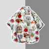 Camisas Unisex Florales de Playa de Verano Estilo Japonés Ins Modernas Estilo Hawaiano Hong Kong Sueltas Estampadas de Manga Corta para Pareja