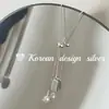 Diseño Único de Nicho Estilo Coreano Versátil Colgante Cuadrado Estrella S925 Plata de Ley Borla de Perlas Collar Ajustable con un Toque de Alta Gama