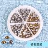 Joyería para uñas disco de 6 rejillas remache de metal mixto taladro de forma especial perla aurora taladro plano joyería para uñas al por mayor